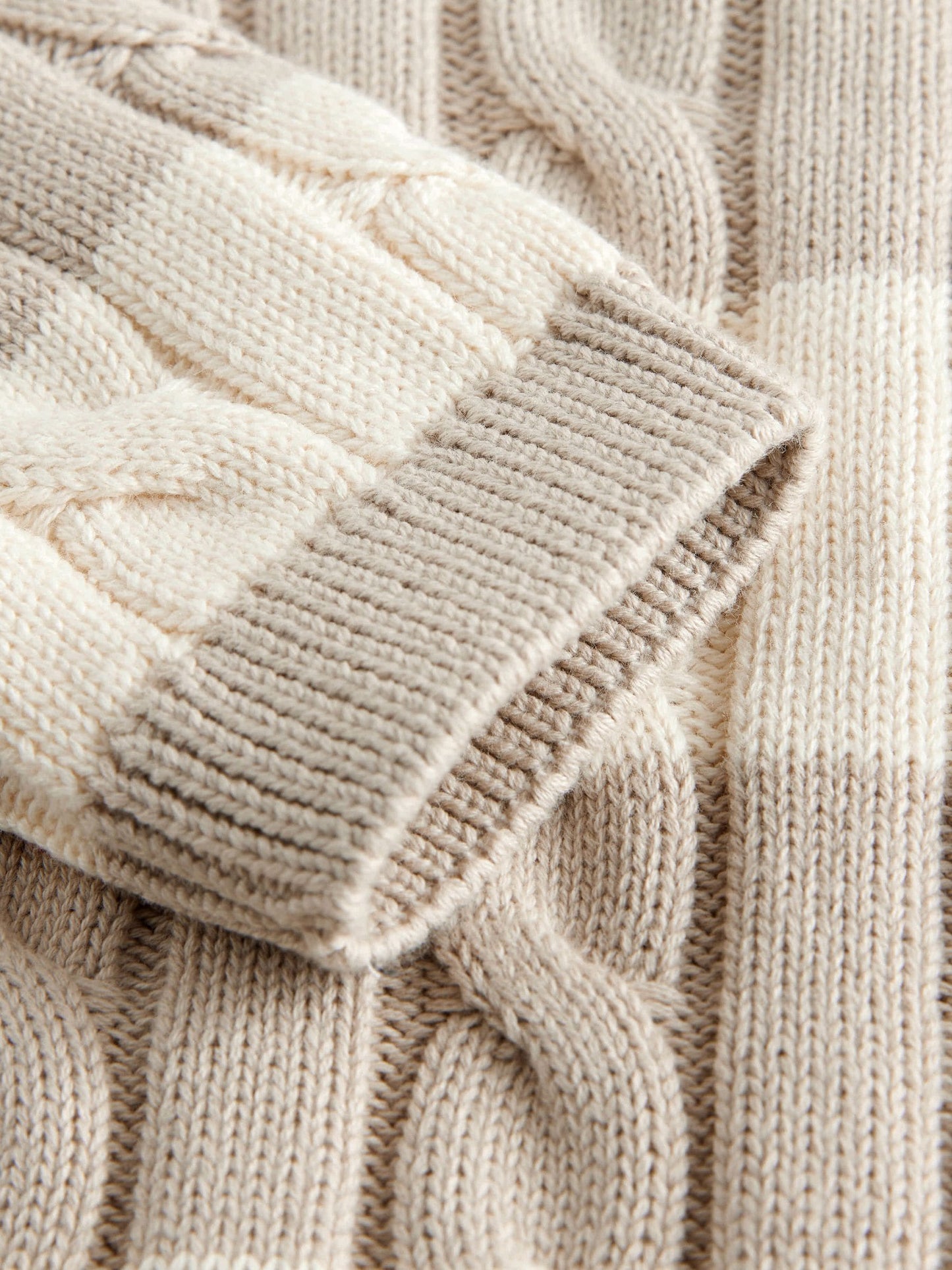 Neutral Stripe Cable Knit Crew Neck Jumper (3mths-7yrs)