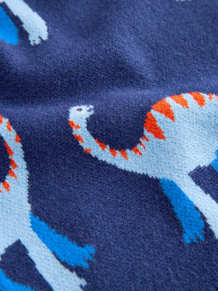 Blue Dinosaur Knitted Crew Neck Jumper (3mths-7yrs)