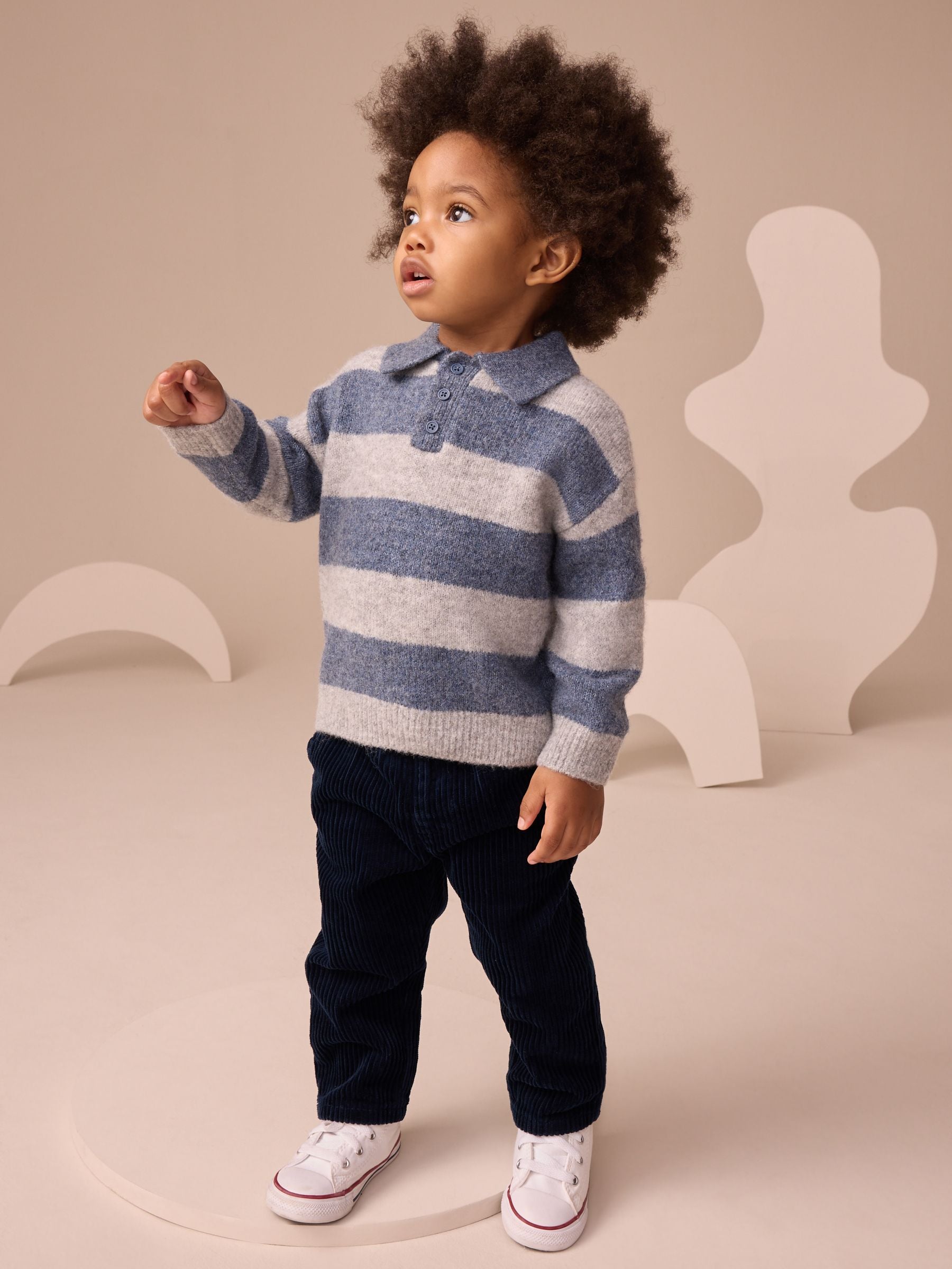 Dsiney Kidz - Blue Stripe Knitted Rugby Polo Shirt (3mths-7yrs) image 2