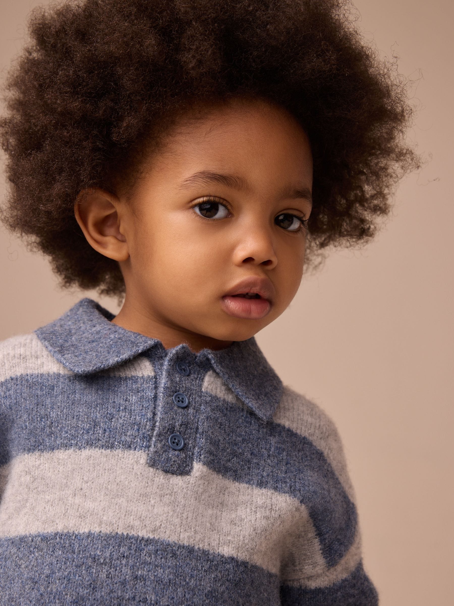 Dsiney Kidz - Blue Stripe Knitted Rugby Polo Shirt (3mths-7yrs) image 4