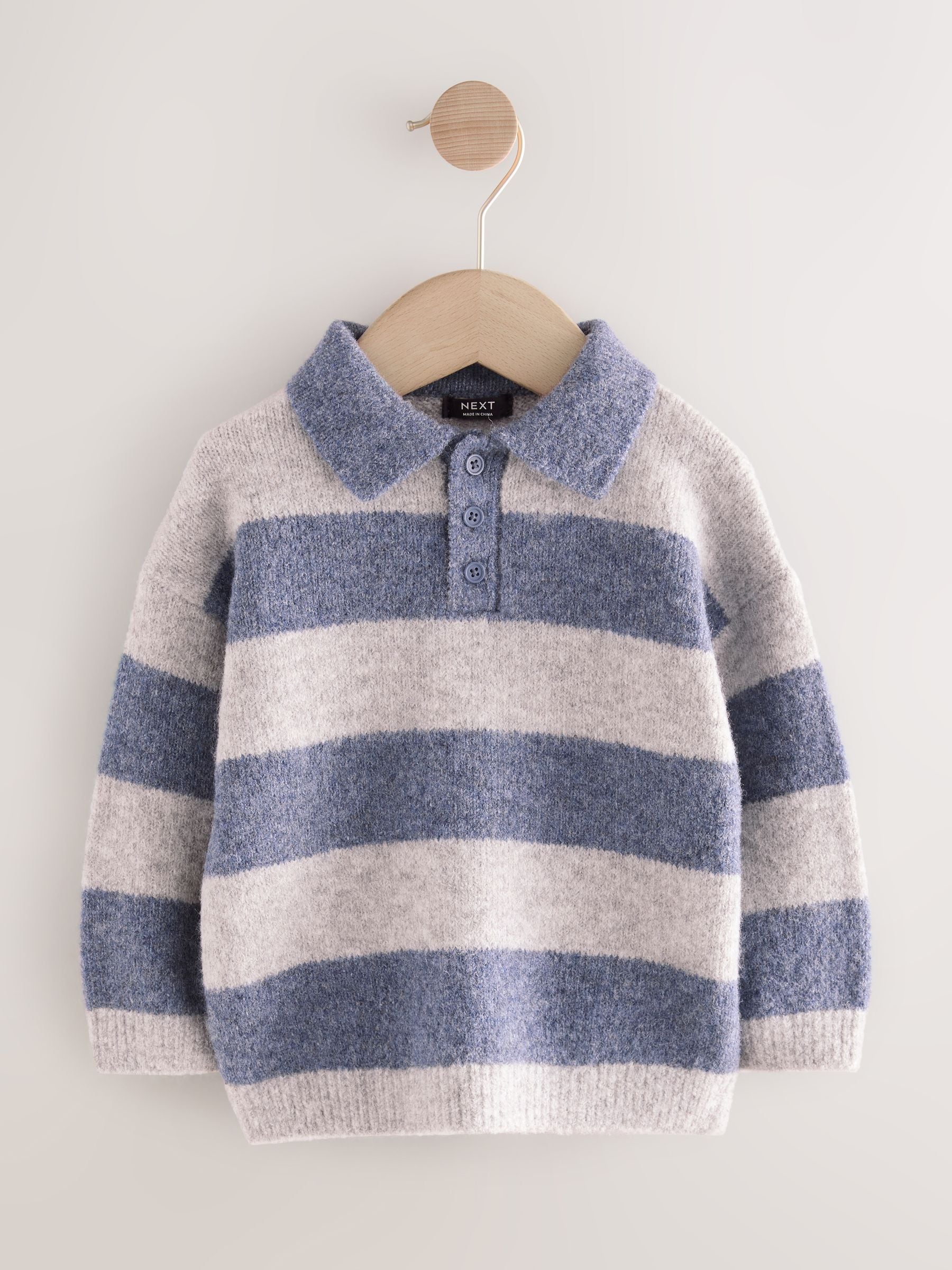Dsiney Kidz - Blue Stripe Knitted Rugby Polo Shirt (3mths-7yrs) image 5