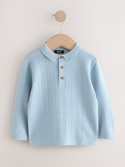 Dsiney Kidz - Blue Cable Knit Polo Shirt (3mths-7yrs) image 1