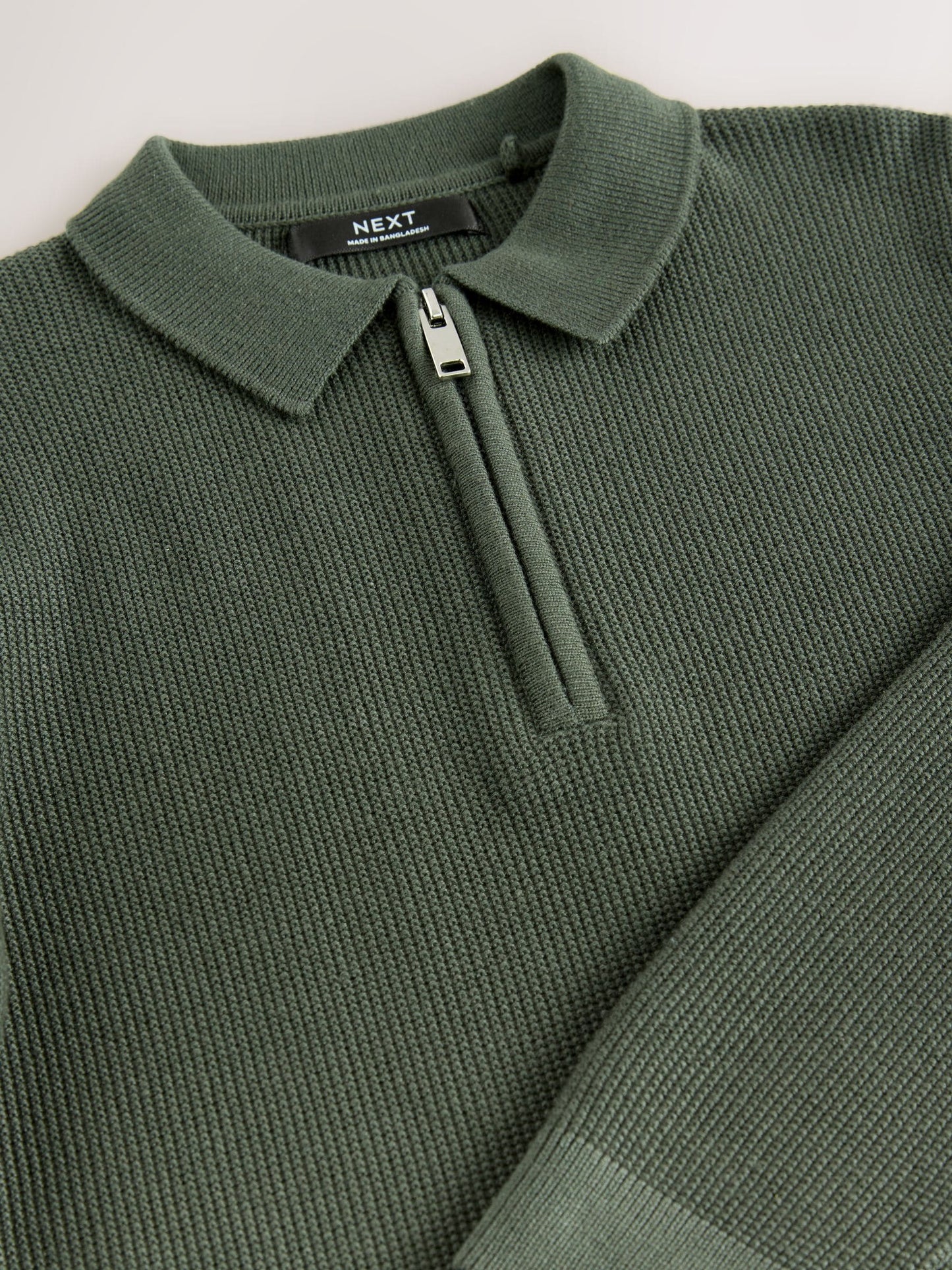 Dsiney Kidz - Green Long Sleeve Zip Neck Knitted Polo Shirt (3-16yrs) image 6