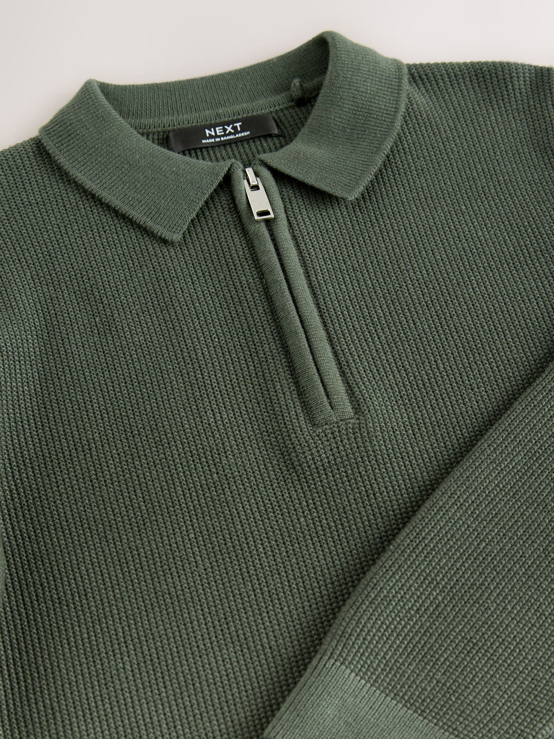 Dsiney Kidz - Green Long Sleeve Zip Neck Knitted Polo Shirt (3-16yrs) image 6