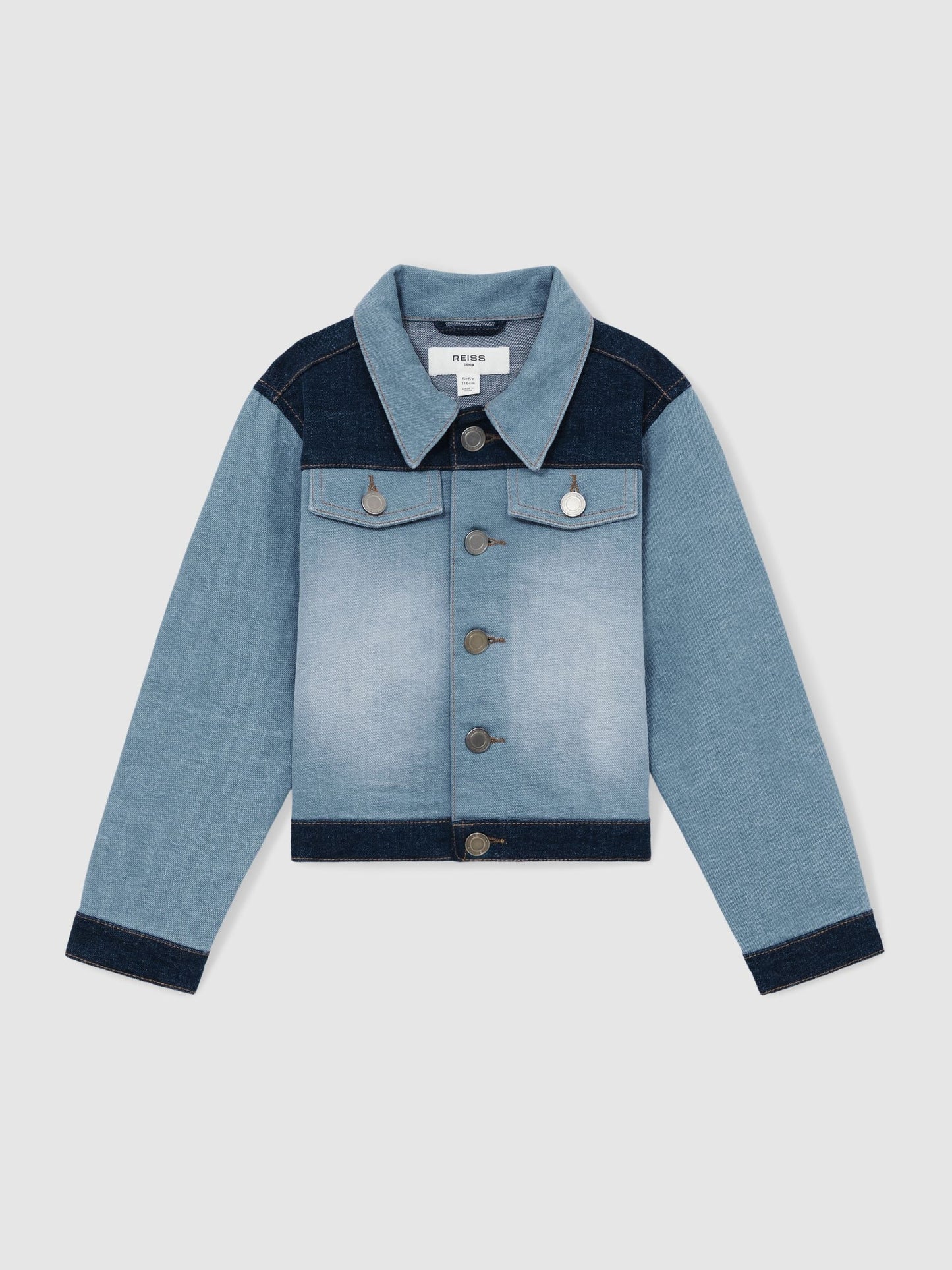Dsiney Kidz - Reiss Blue Briar 4-9 yrs Patchwork Two-Tone Denim Jacket image 2