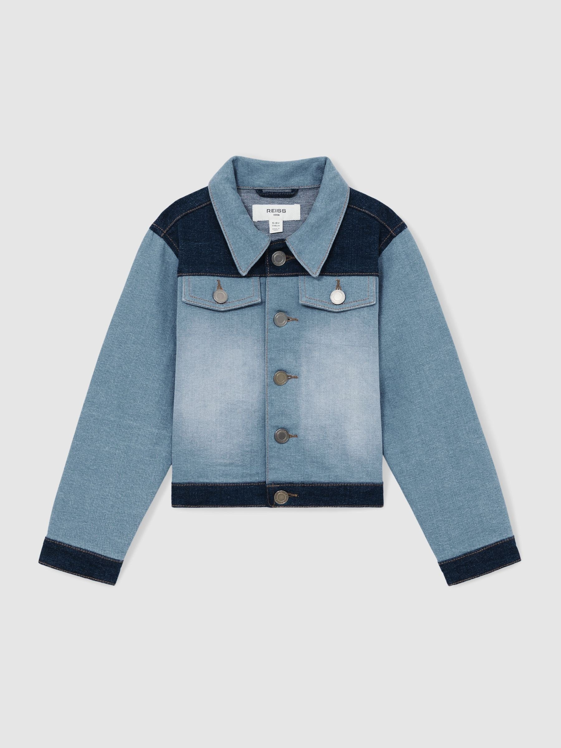 Dsiney Kidz - Reiss Blue Briar 4-9 yrs Patchwork Two-Tone Denim Jacket image 2