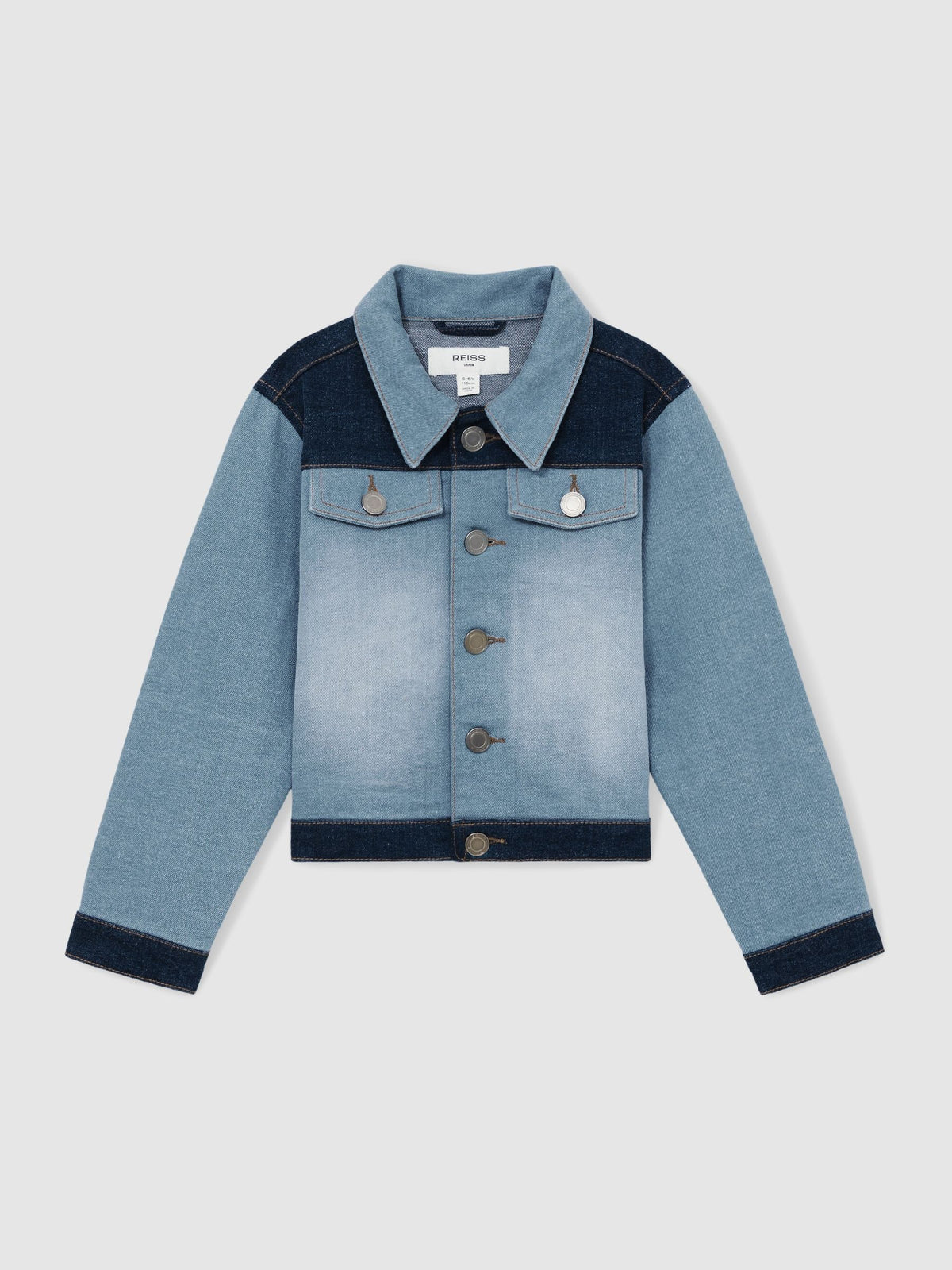 Dsiney Kidz - Reiss Blue Briar 4-9 yrs Patchwork Two-Tone Denim Jacket image 2