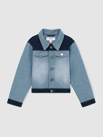 Dsiney Kidz - Reiss Blue Briar 4-9 yrs Patchwork Two-Tone Denim Jacket image 2
