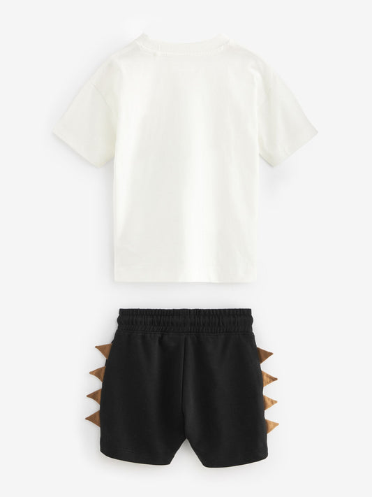 Black/Tan Dinosaur Short Sleeve T-Shirt & Shorts Set 2 Pack (3mths-7yrs) (3mths-7yrs) image 3