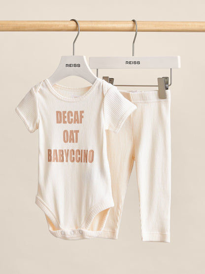 Dsiney Kidz - Reiss Ivory Lael Slogan Bodysuit And Leggings Set image 1