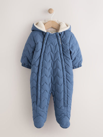 Navy Quilted Hooded Nylon Baby All-In-One (0-18mths)