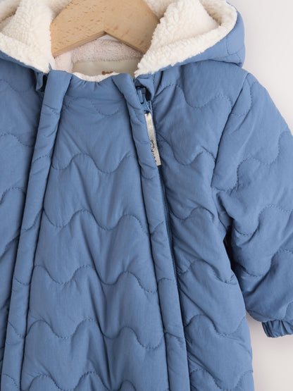 Navy Quilted Hooded Nylon Baby All-In-One (0-18mths)