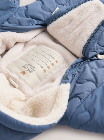 Navy Quilted Hooded Nylon Baby All-In-One (0-18mths)