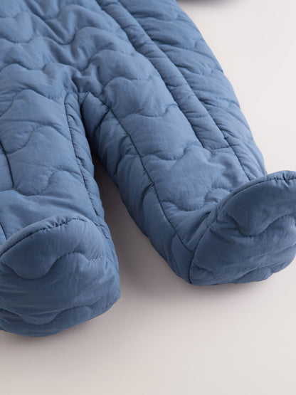Navy Quilted Hooded Nylon Baby All-In-One (0-18mths)