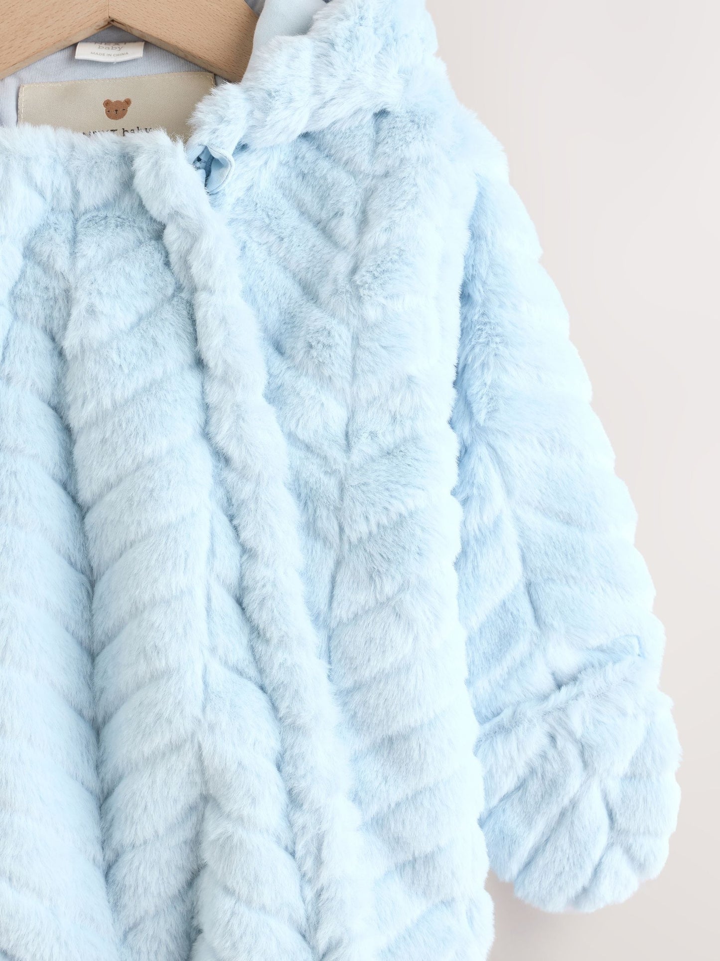 Blue Baby Faux Fur Hooded Pramsuit (0mths-2yrs)