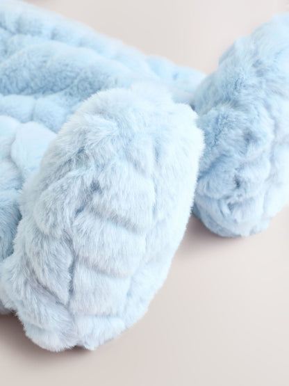 Blue Baby Faux Fur Hooded Pramsuit (0mths-2yrs)