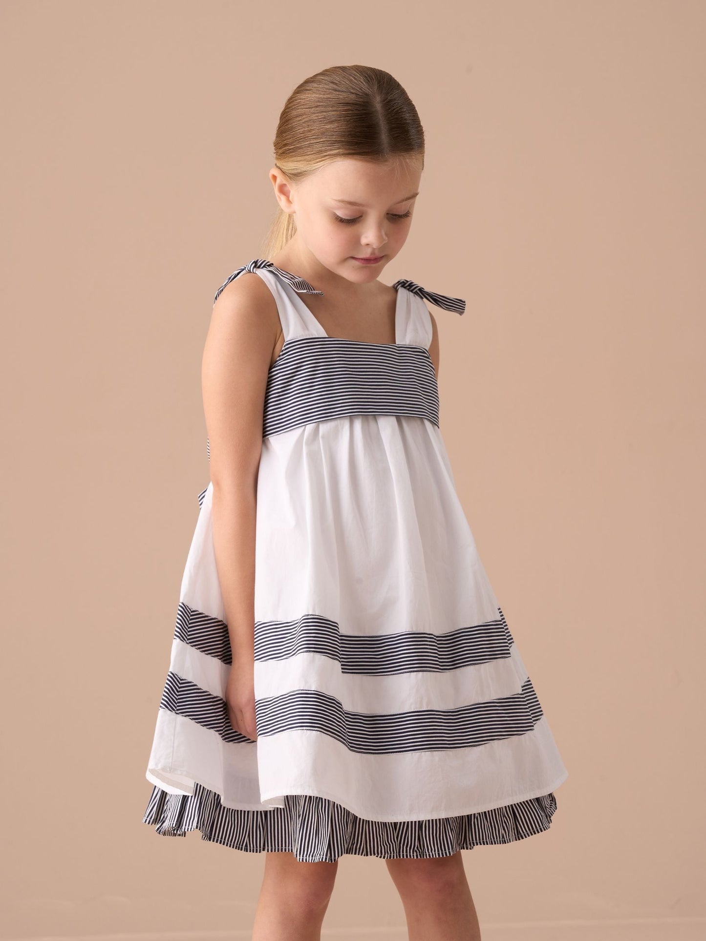 Angel & Rocket White Avery Pannelled 100% Cotton Tie Shoulder Dress image 1