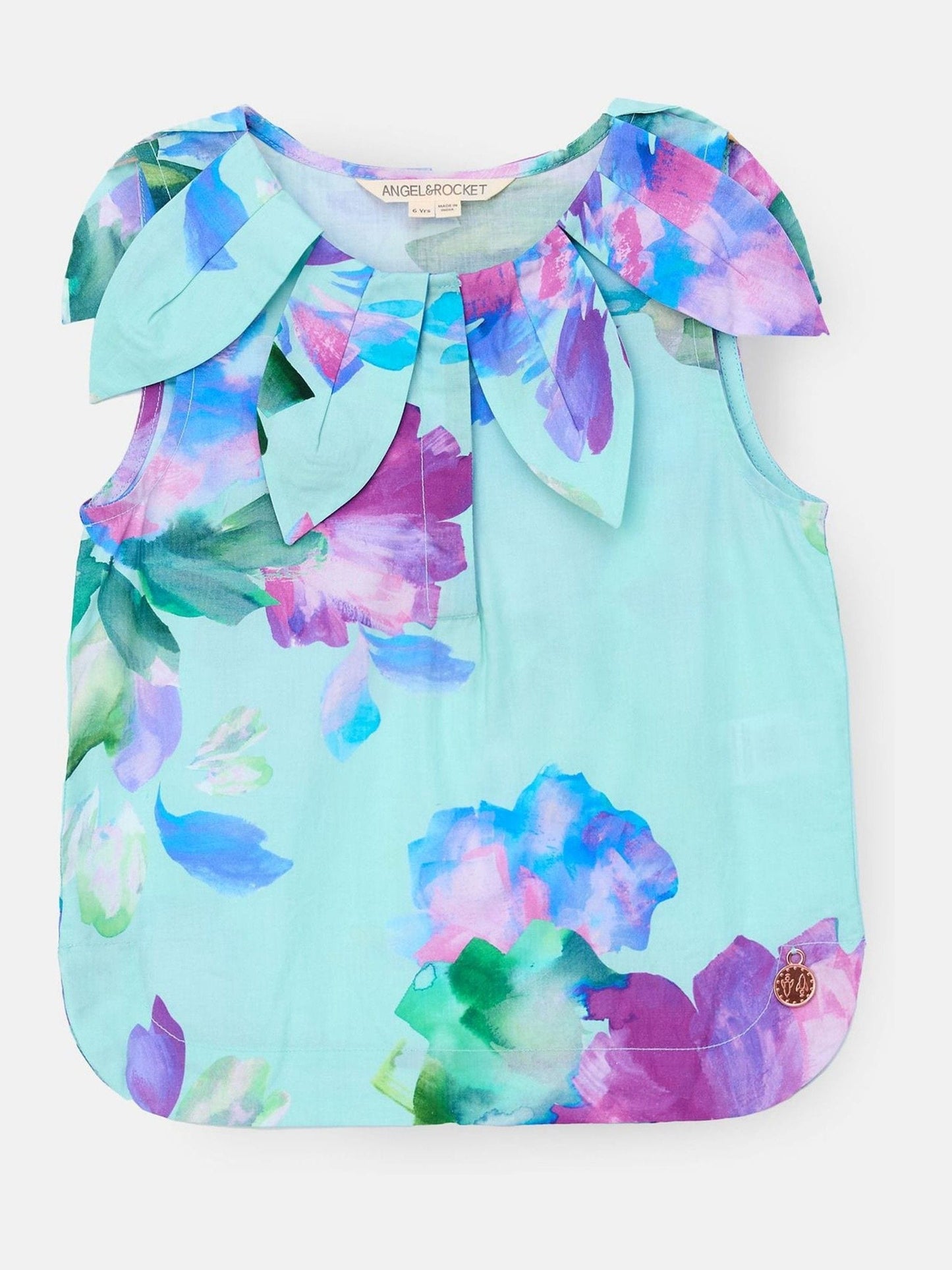 Dsiney Kidz - Angel & Rocket Green Margaux Ivory Petal Collar 100% Cotton Top image 10