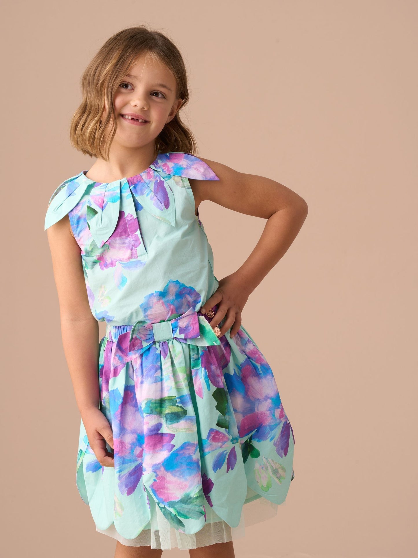 Dsiney Kidz - Angel & Rocket Green Margaux Ivory Petal Collar 100% Cotton Top image 6