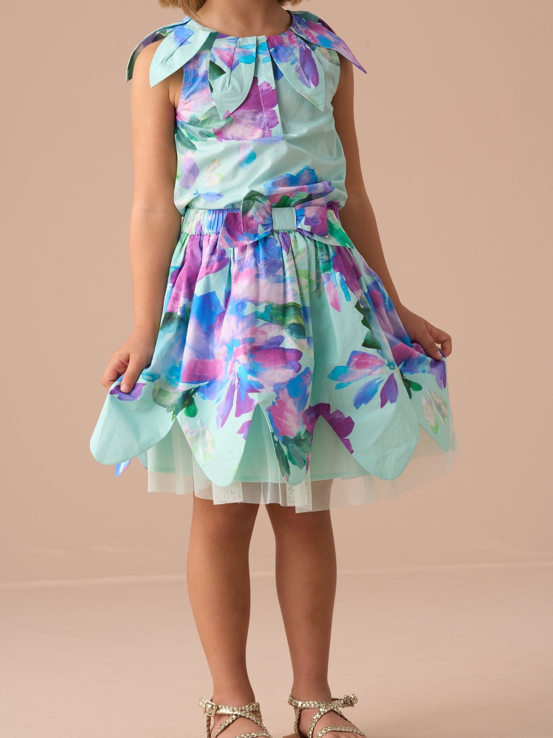Dsiney Kidz - Angel & Rocket Green Margaux Ivory Petal Collar 100% Cotton Top image 7