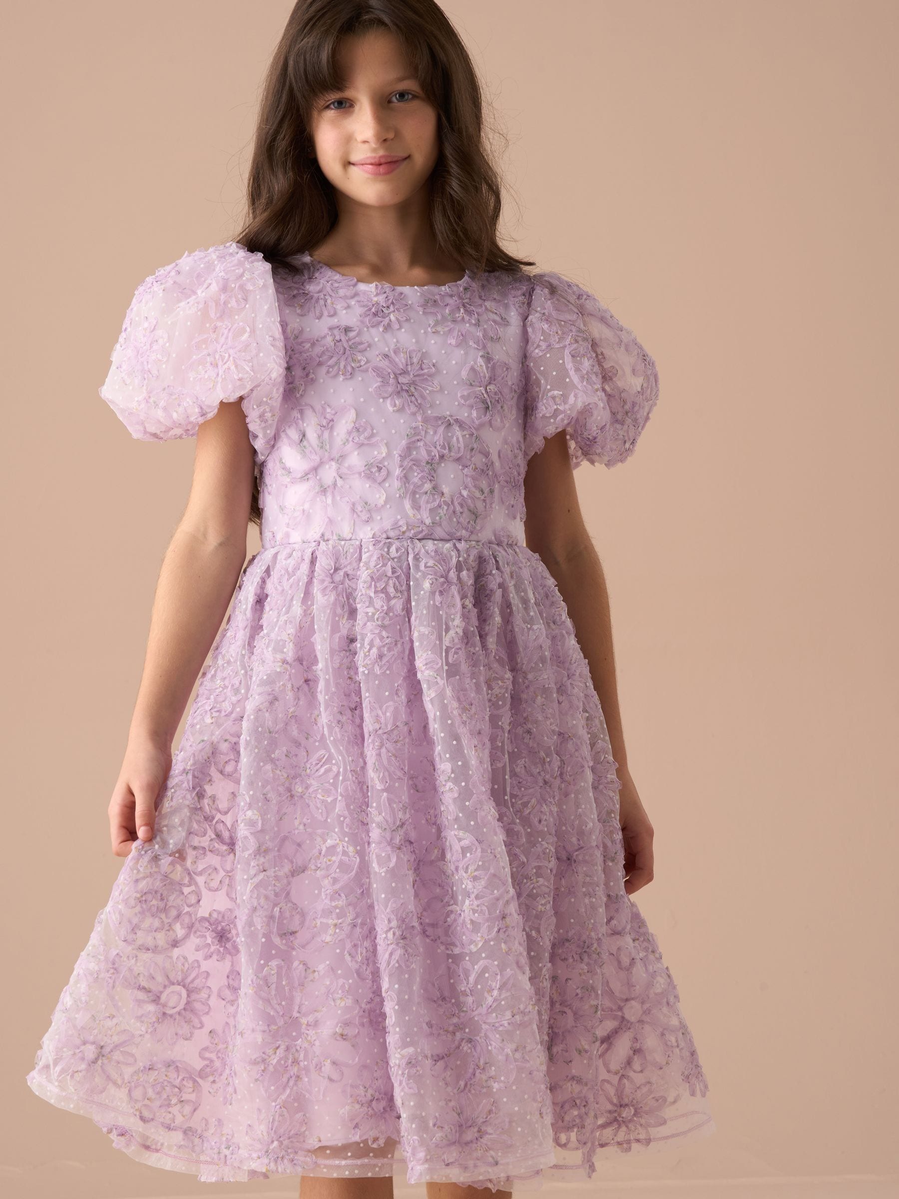 Angel & Rocket Purple Ines Purple Embellished Puff Sleeve Dress image 12