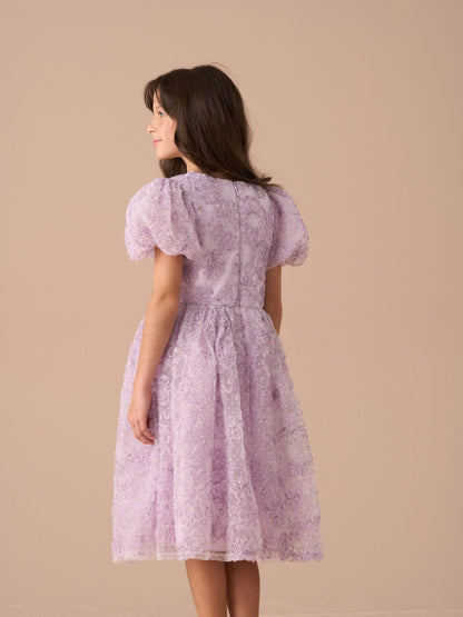 Angel & Rocket Purple Ines Purple Embellished Puff Sleeve Dress image 13