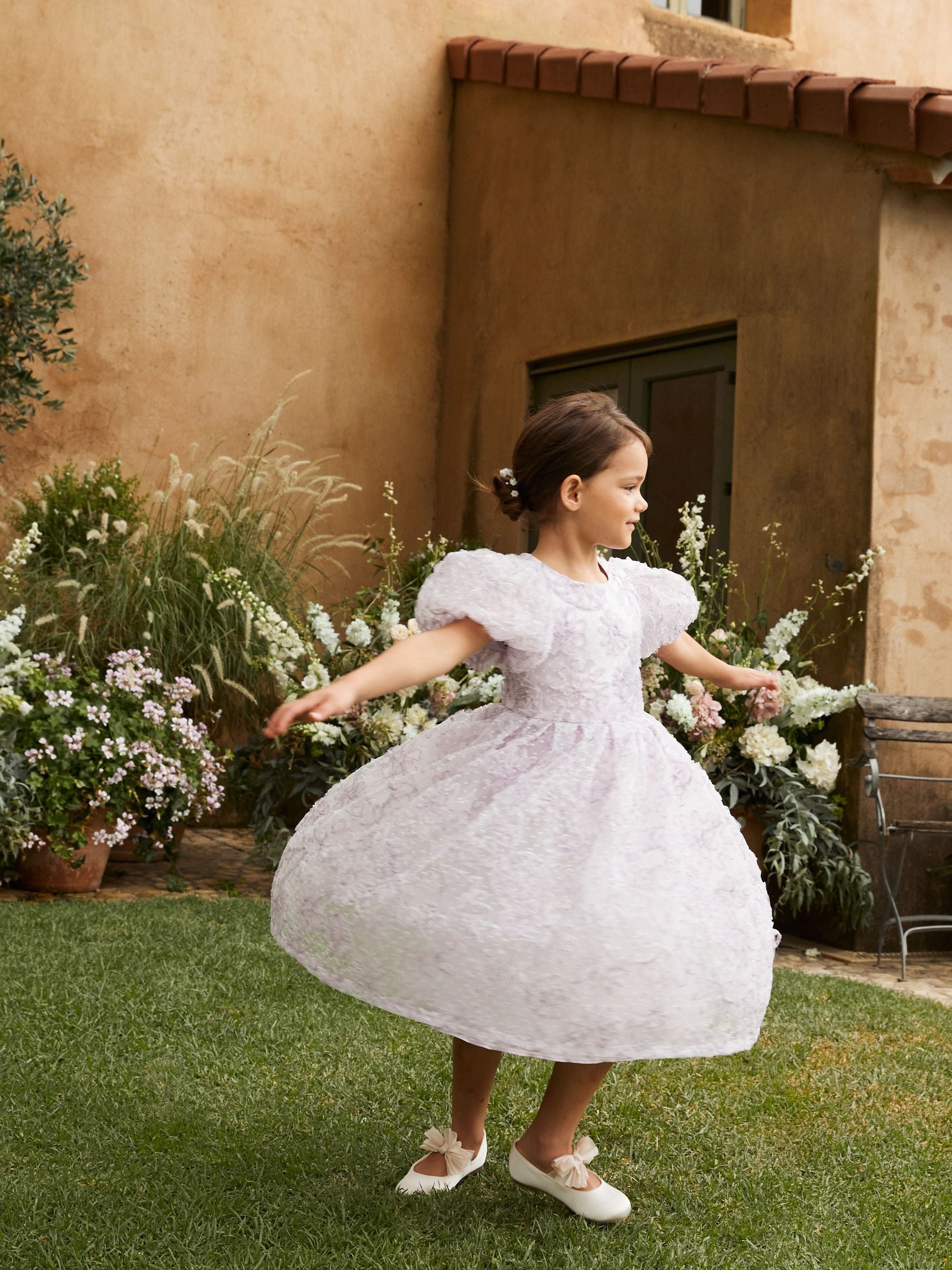 Angel & Rocket Purple Ines Purple Embellished Puff Sleeve Dress image 3