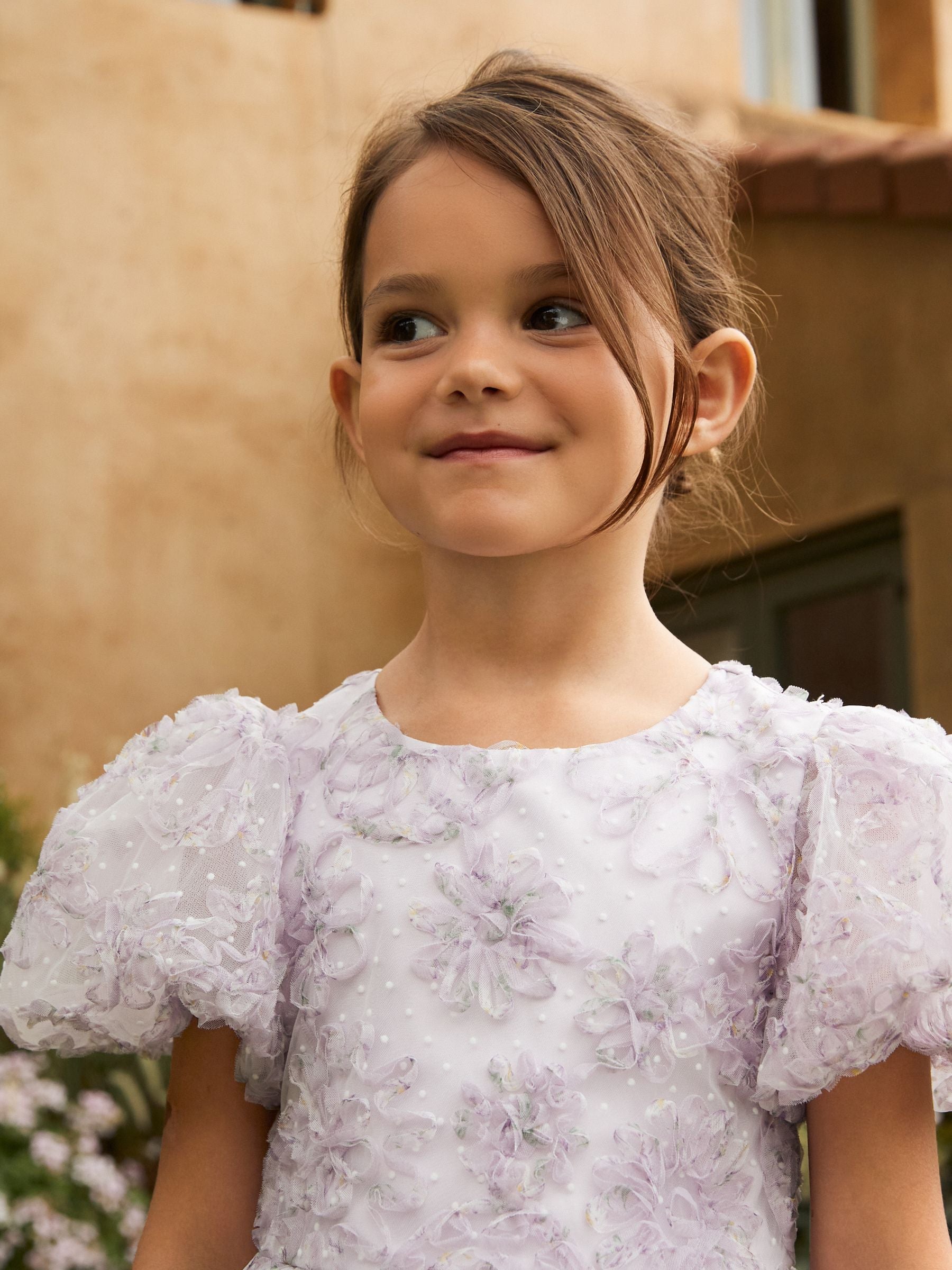 Angel & Rocket Purple Ines Purple Embellished Puff Sleeve Dress image 4