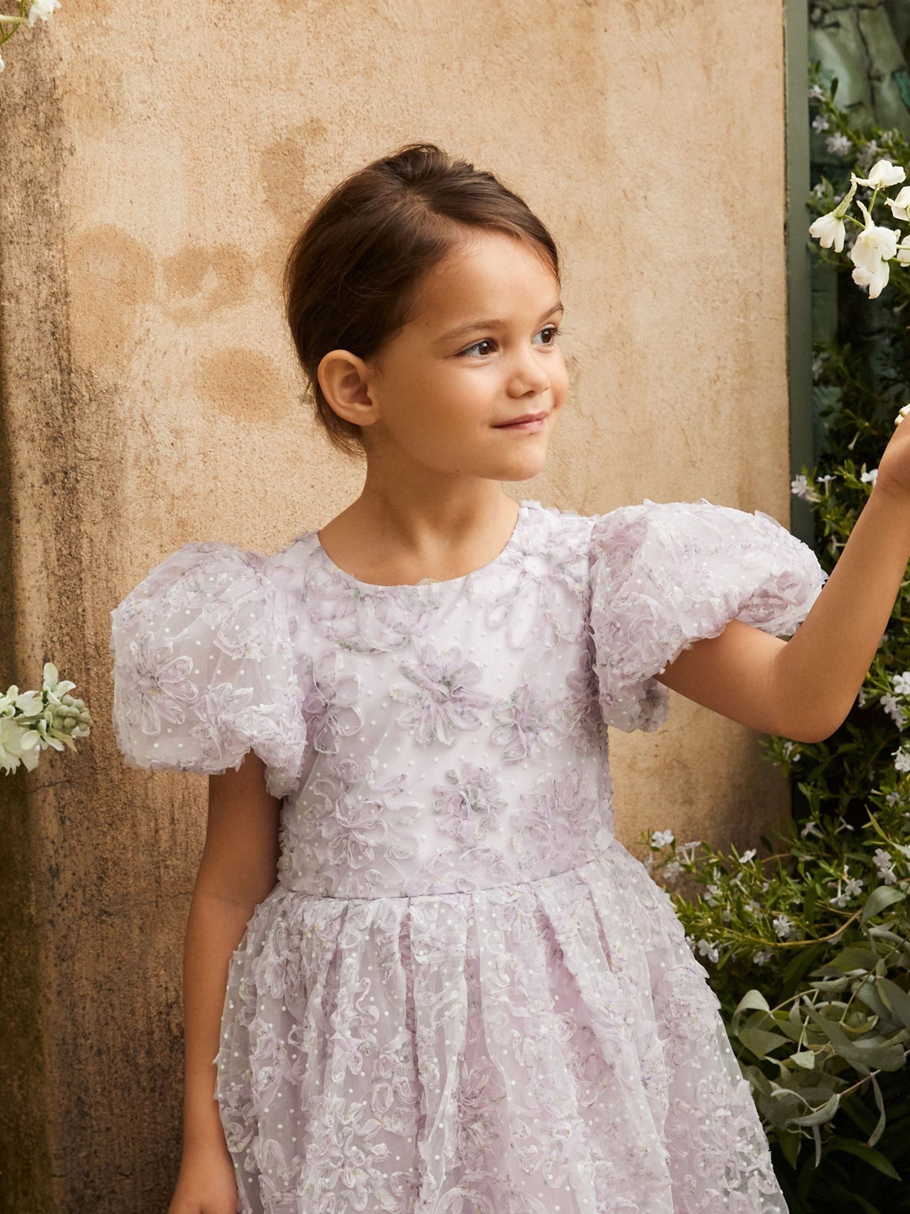 Angel & Rocket Purple Ines Purple Embellished Puff Sleeve Dress image 6
