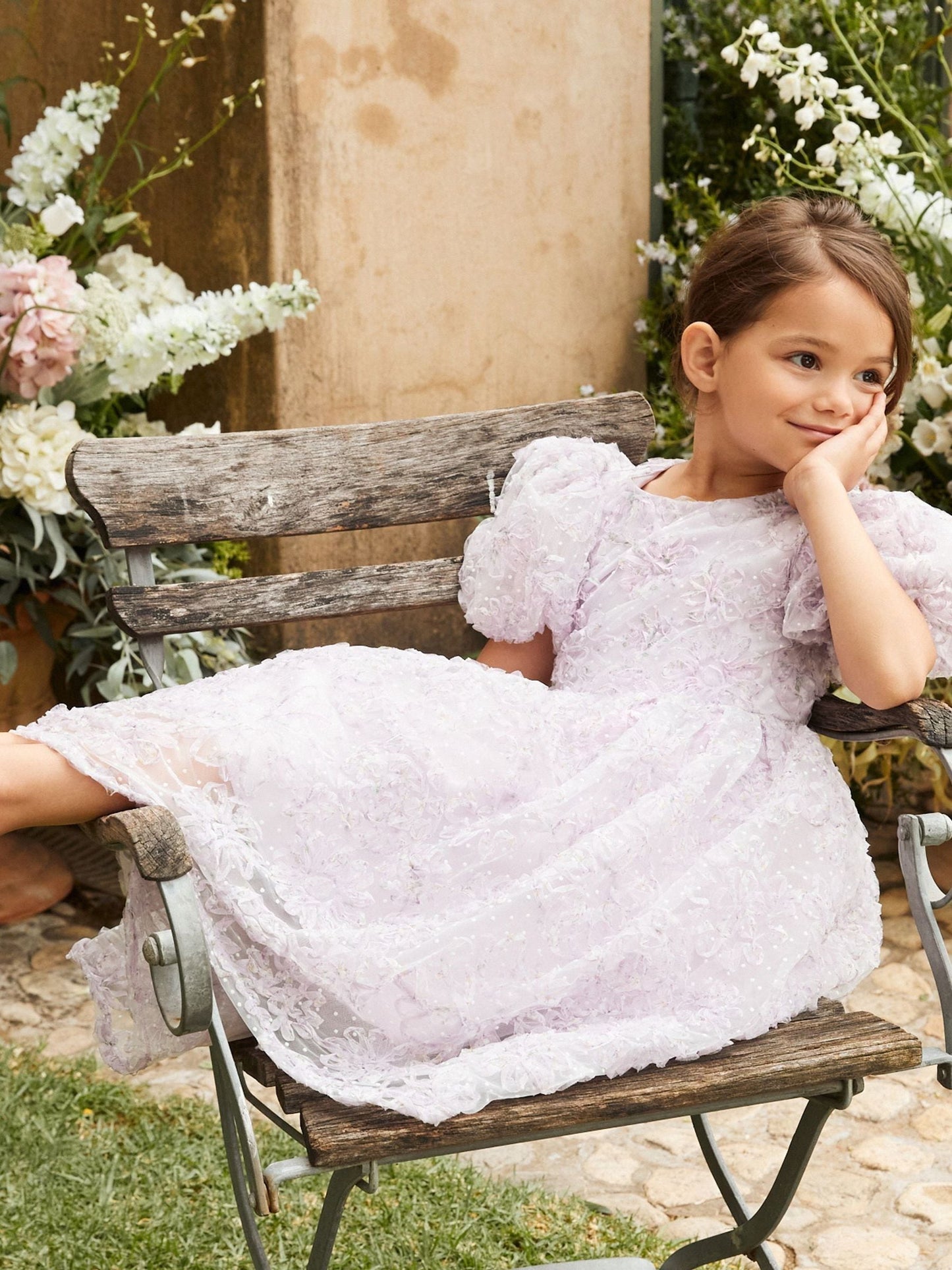 Angel & Rocket Purple Ines Purple Embellished Puff Sleeve Dress image 7