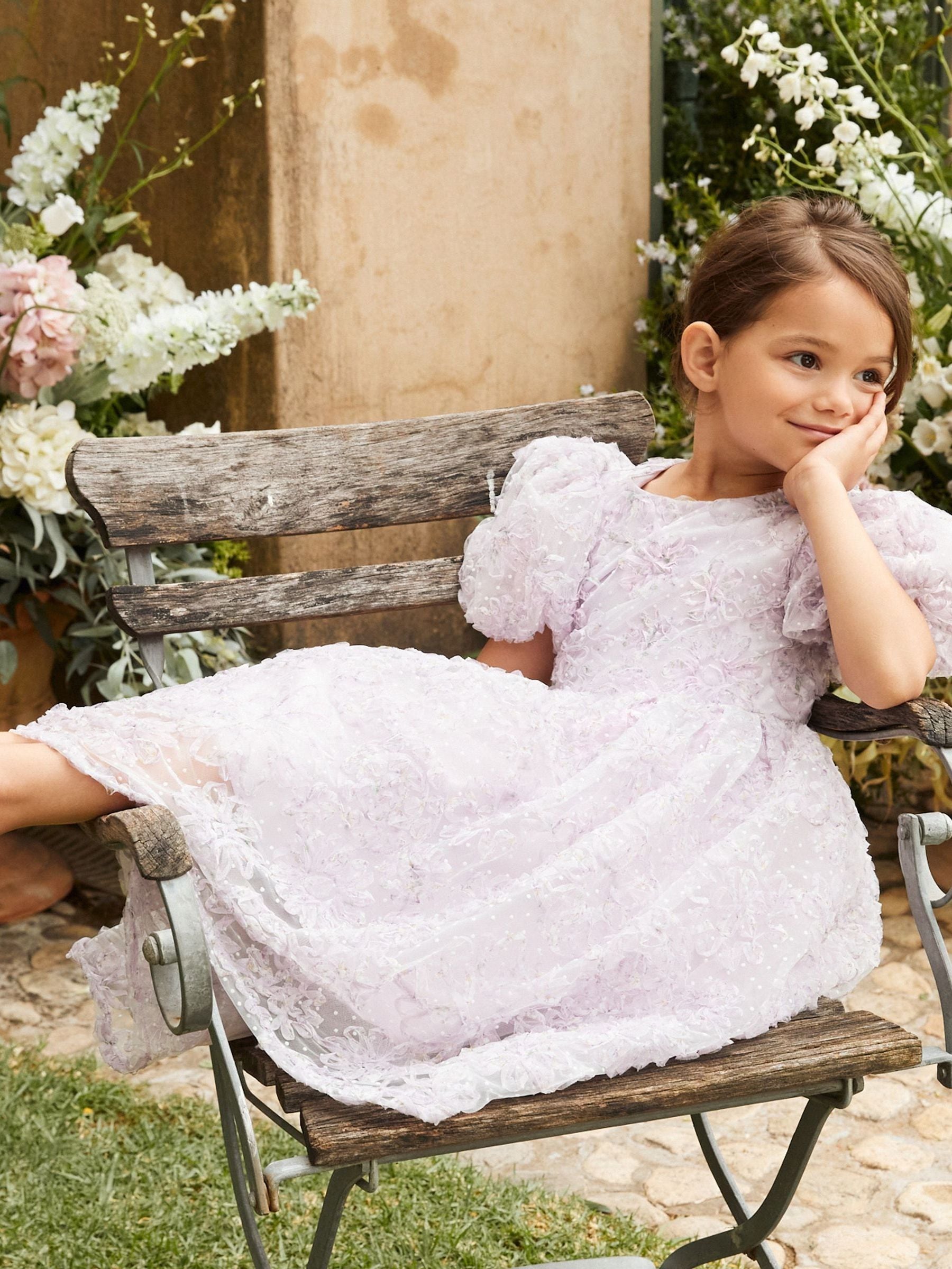 Angel & Rocket Purple Ines Purple Embellished Puff Sleeve Dress image 7