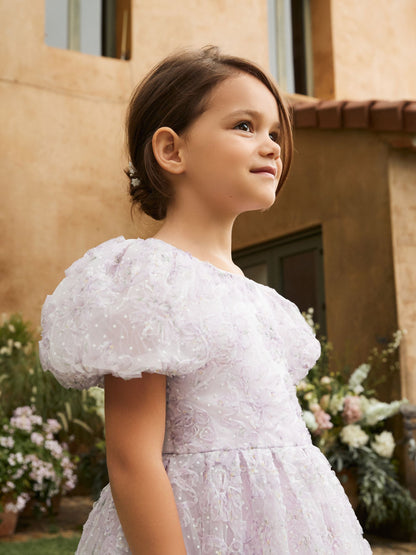 Angel & Rocket Purple Ines Purple Embellished Puff Sleeve Dress image 8