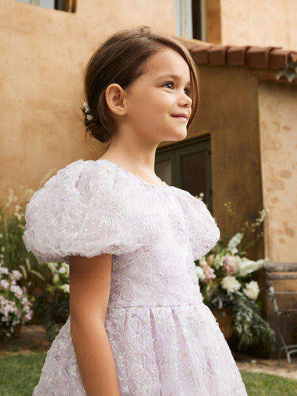 Angel & Rocket Purple Ines Purple Embellished Puff Sleeve Dress image 9
