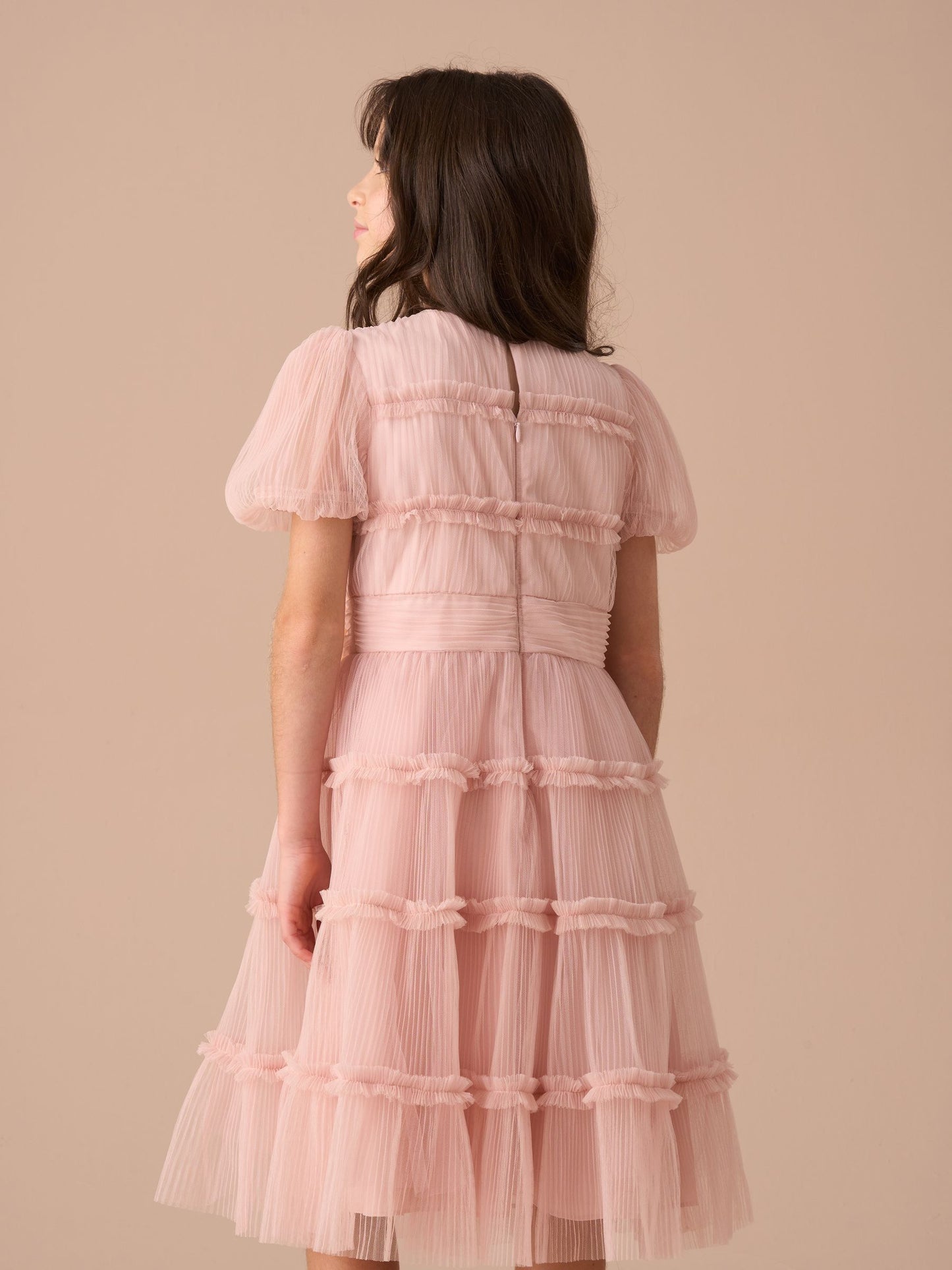 Angel & Rocket Pink Clara Pleated Mesh Corsage Dress image 10