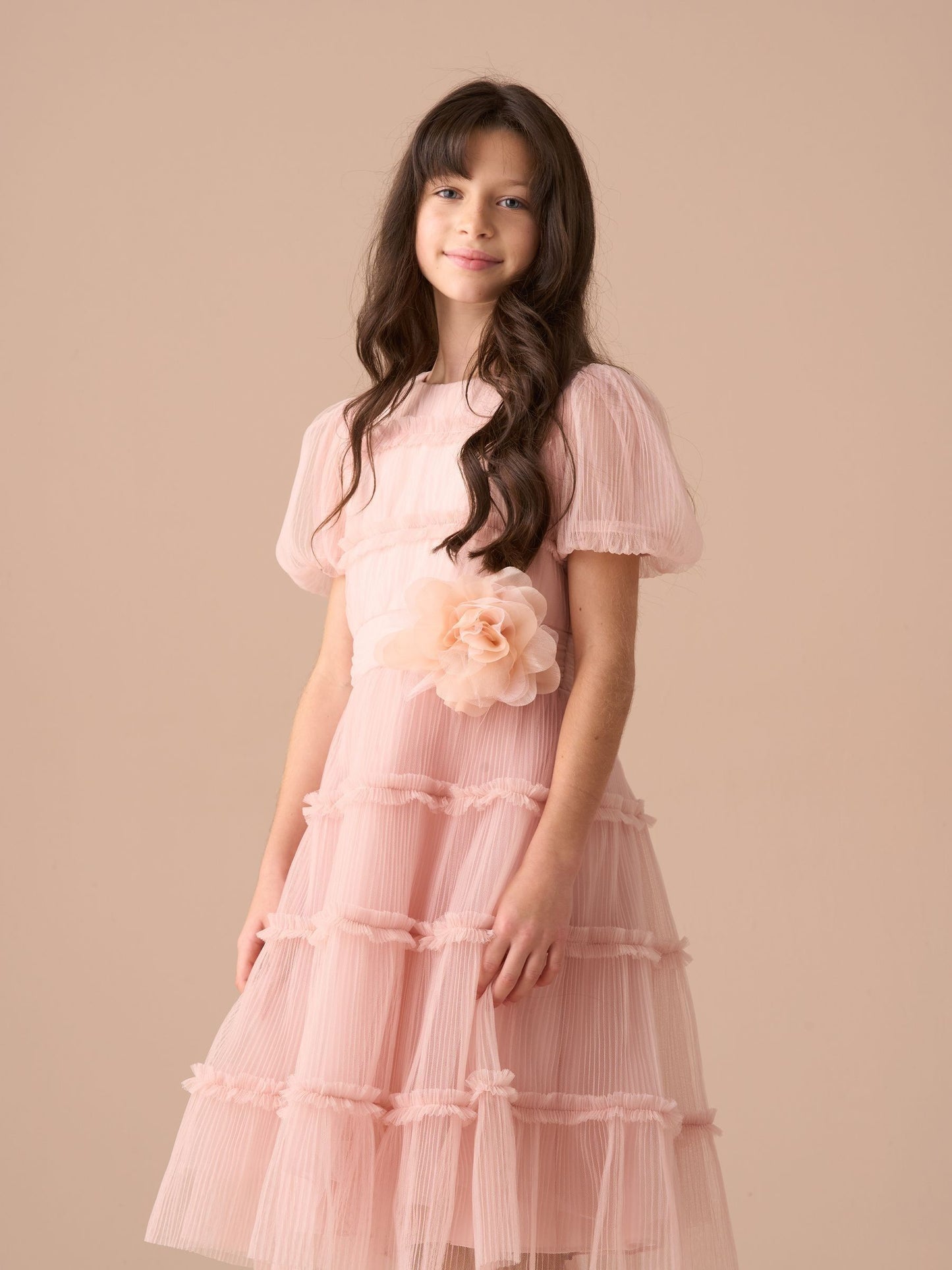 Angel & Rocket Pink Clara Pleated Mesh Corsage Dress image 11