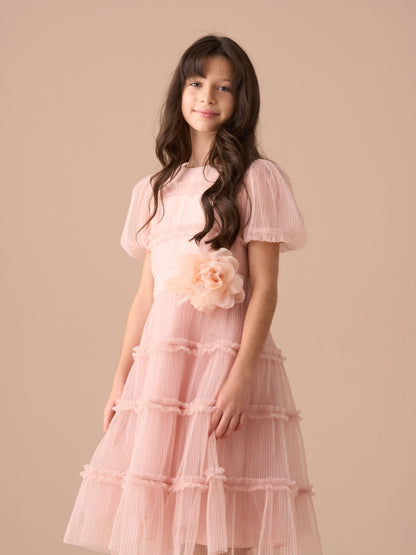 Angel & Rocket Pink Clara Pleated Mesh Corsage Dress image 11