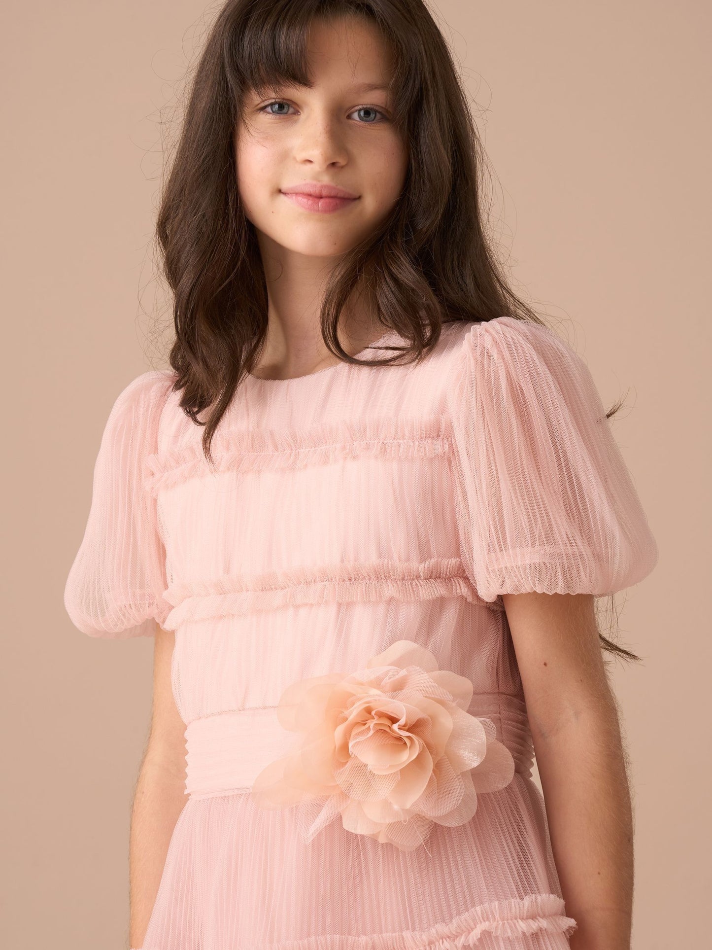 Angel & Rocket Pink Clara Pleated Mesh Corsage Dress image 12