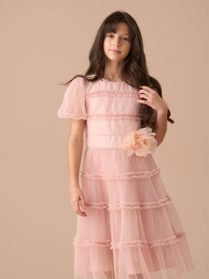 Angel & Rocket Pink Clara Pleated Mesh Corsage Dress image 9