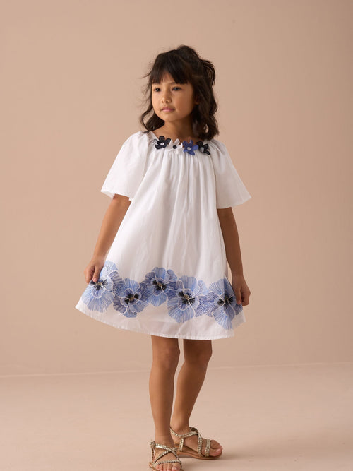 Dsiney Kidz - Angel & Rocket White Coletta Embroidered Swing 100% Cotton Dress image 1
