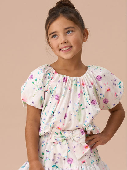 Dsiney Kidz - Angel & Rocket White Perla Puff Ball 100% Cotton Blouse image 1