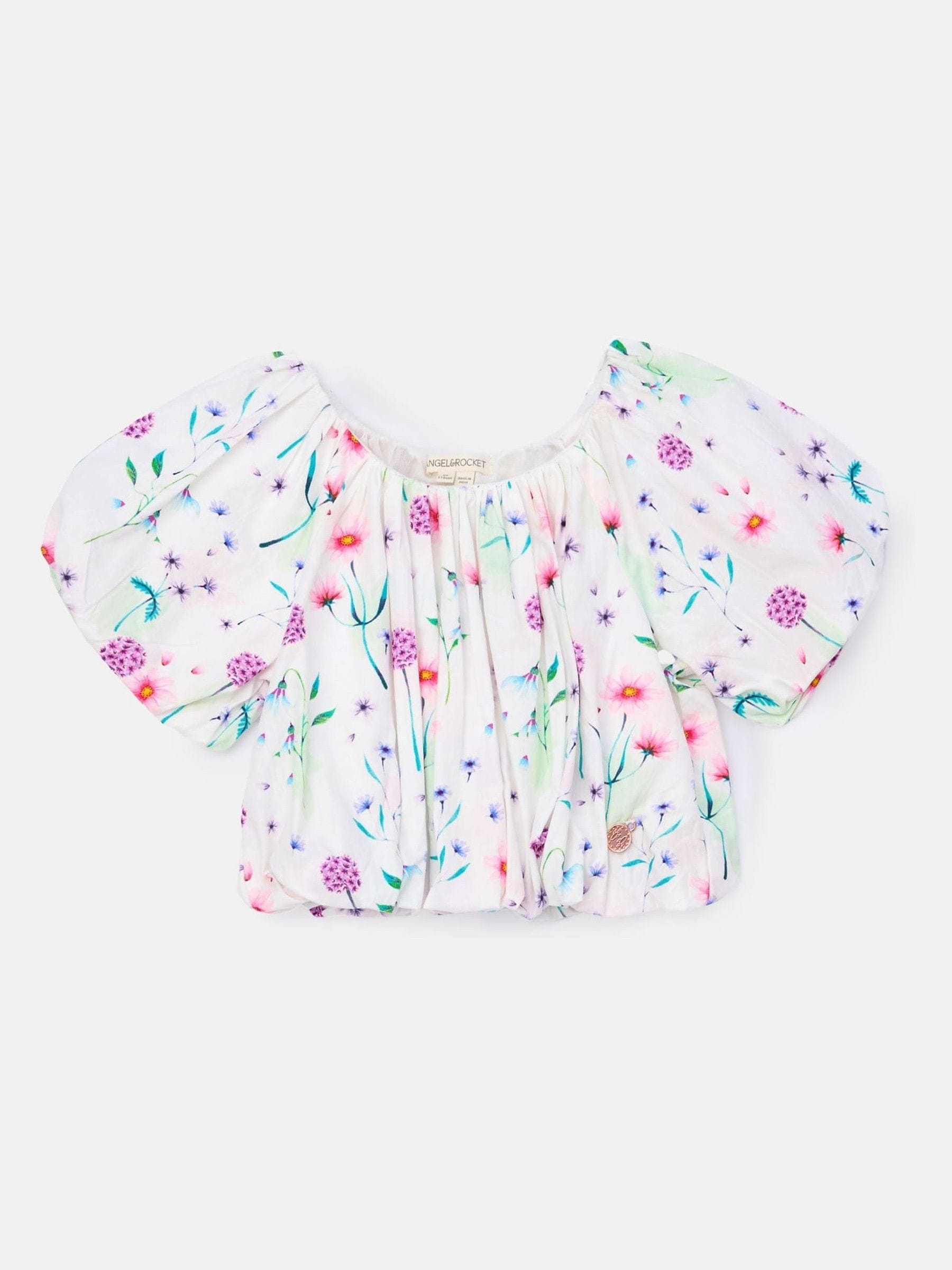 Dsiney Kidz - Angel & Rocket White Perla Puff Ball 100% Cotton Blouse image 5