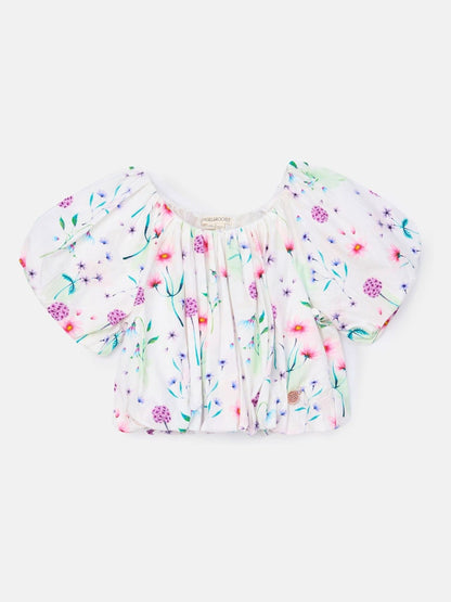 Dsiney Kidz - Angel & Rocket White Perla Puff Ball 100% Cotton Blouse image 5