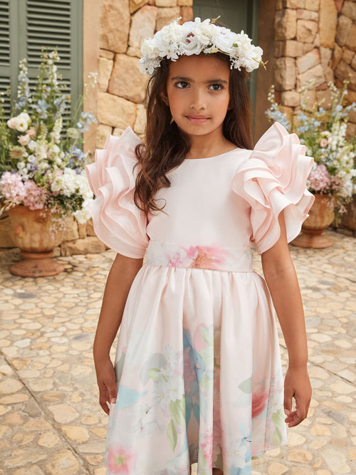 Dsiney Kidz - Angel & Rocket Pink Border Print Emillie Tie Sash Dress image 1