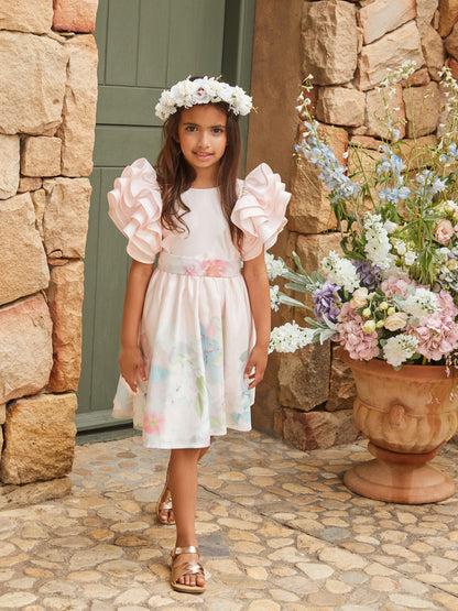 Angel & Rocket Pink Border Print Emillie Tie Sash Dress image 10