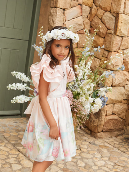 Angel & Rocket Pink Border Print Emillie Tie Sash Dress image 2