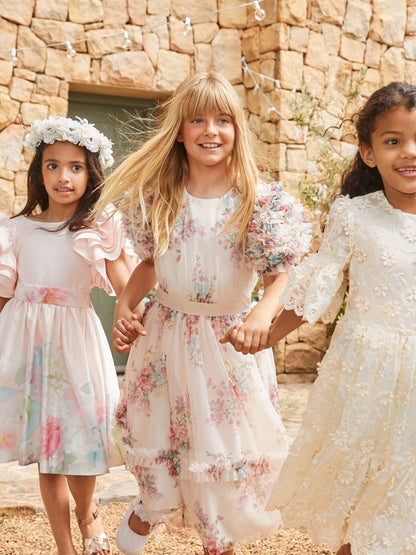 Angel & Rocket Pink Border Print Emillie Tie Sash Dress image 3