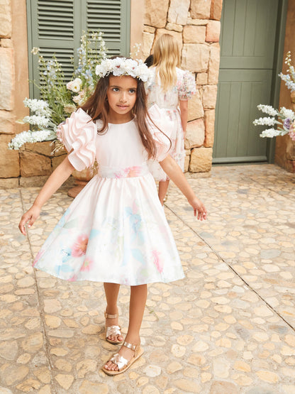 Angel & Rocket Pink Border Print Emillie Tie Sash Dress image 6