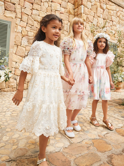 Angel & Rocket Pink Border Print Emillie Tie Sash Dress image 7