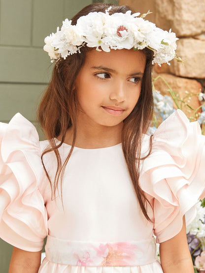Angel & Rocket Pink Border Print Emillie Tie Sash Dress image 9