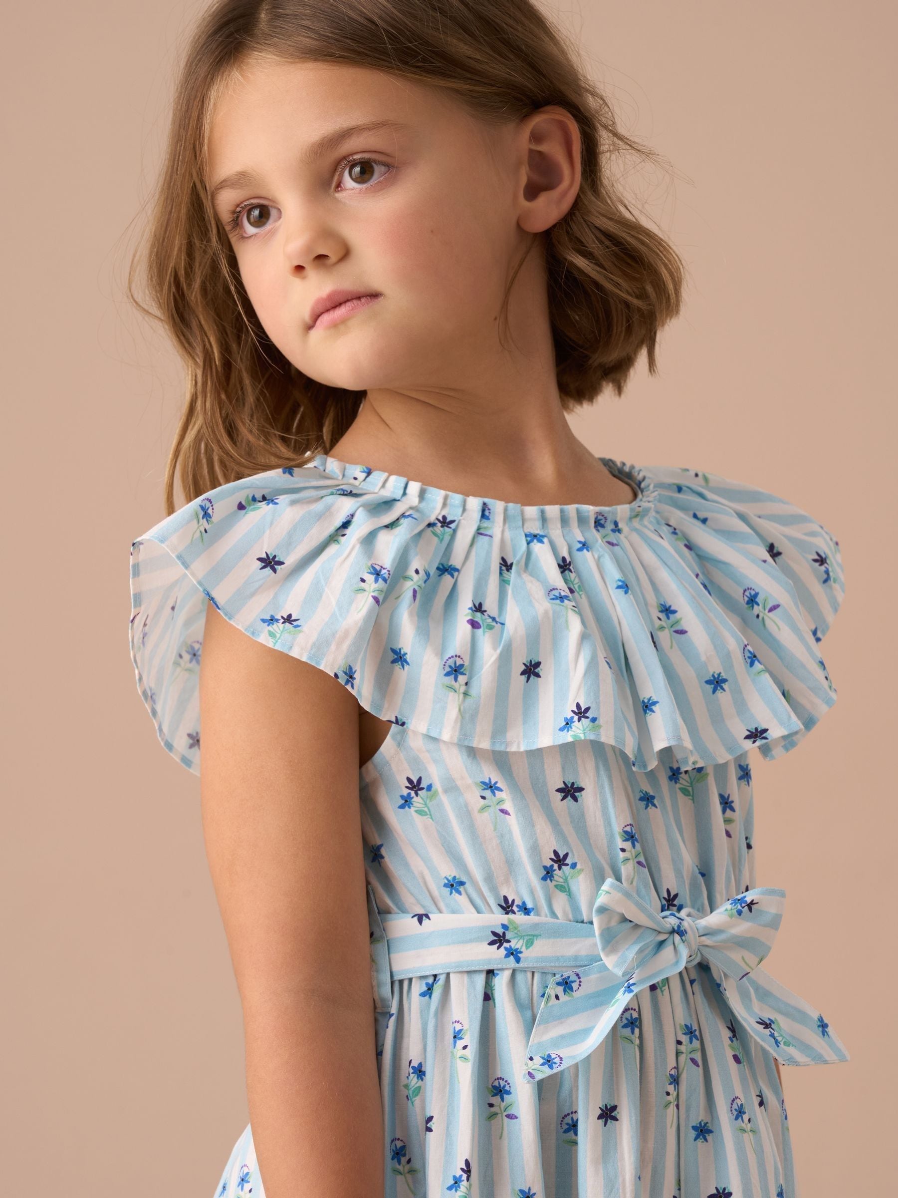 Angel & Rocket Blue Flori Pleated Collar 100% Cotton Dress image 4